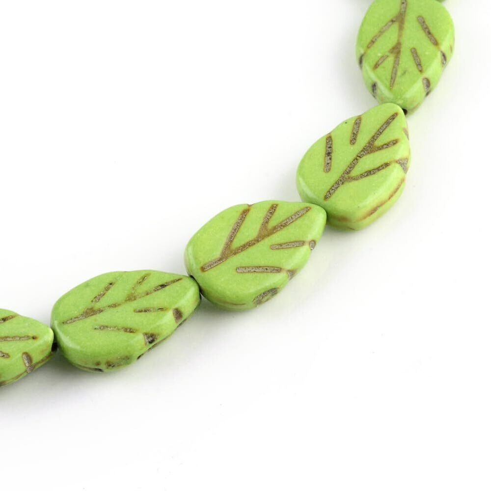 5937 640 pcs Leaf Synthetic Dyed Turquoise Loose Beads Light Green Tree